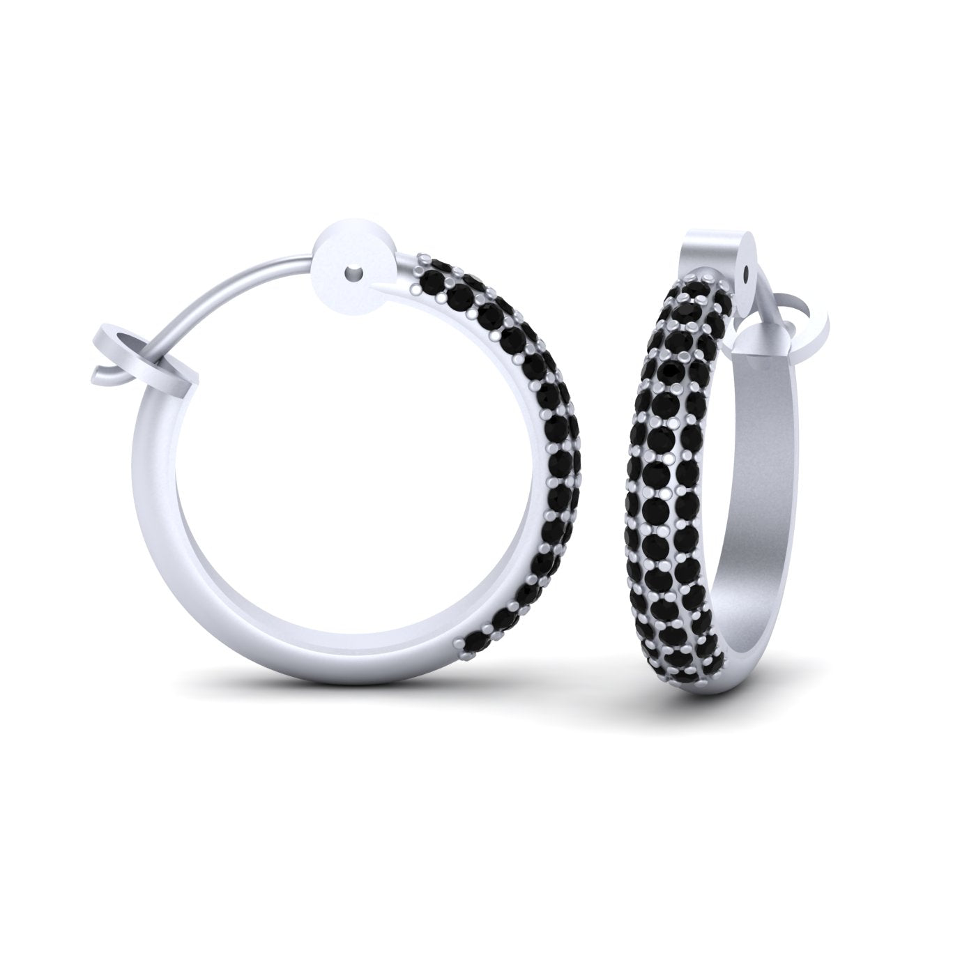 BLACK DIAMOND HOOP EARRINGS