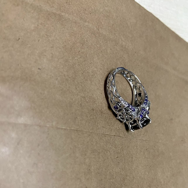 Pirate Skull Engagement Ring Steering Wheel and Skull Ring Womens