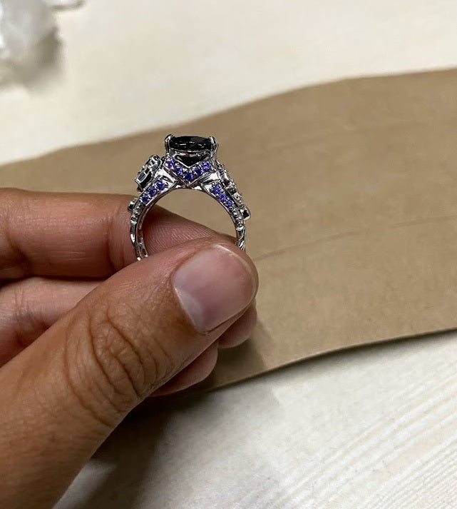 Pirate Skull Engagement Ring Steering Wheel and Skull Ring Womens