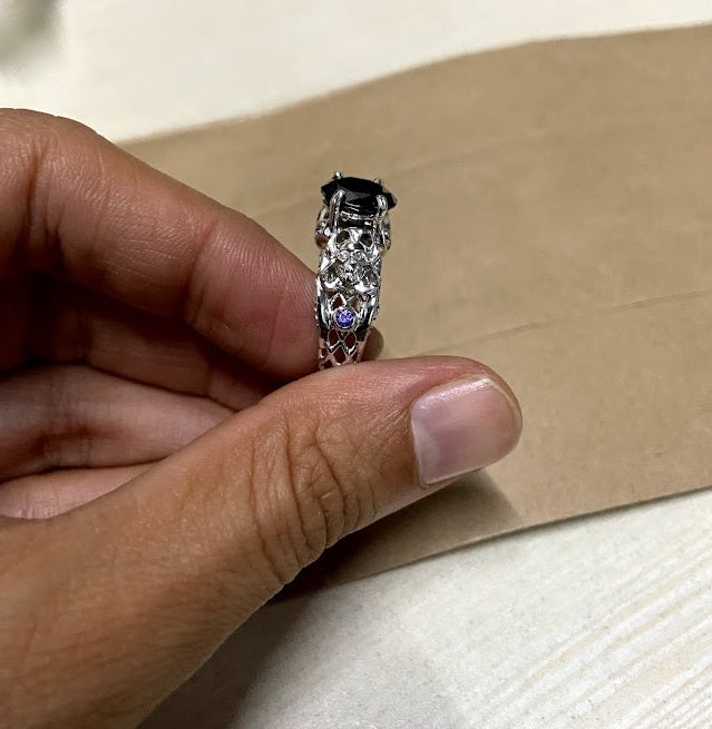 Pirate Skull Engagement Ring Steering Wheel and Skull Ring Womens