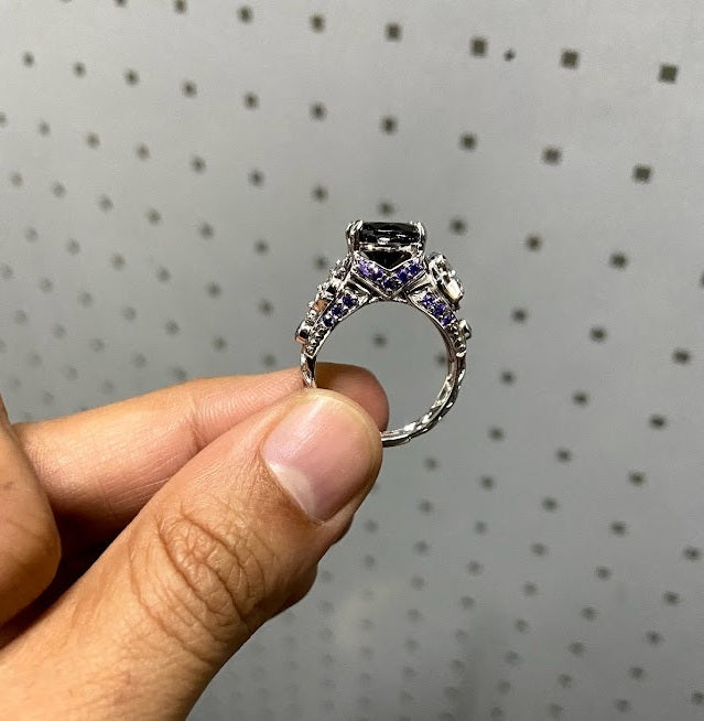 Pirate Skull Engagement Ring Steering Wheel and Skull Ring Womens