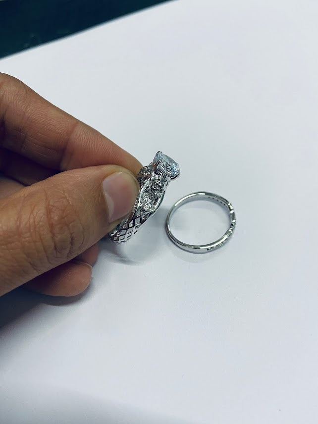 MESH SKULL ENGAGEMENT RING SET