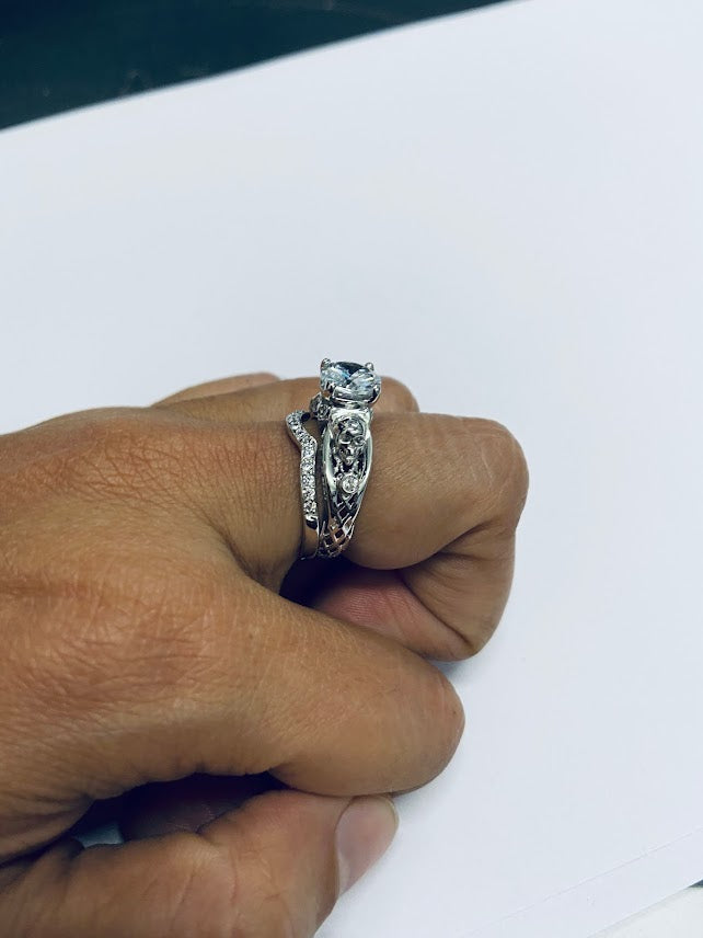 MESH SKULL ENGAGEMENT RING SET