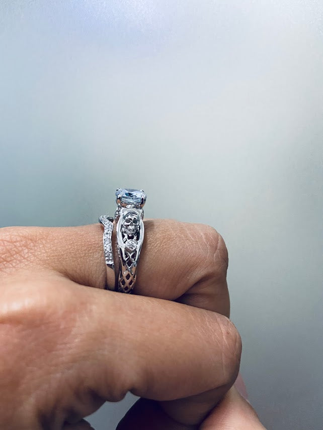 MESH SKULL ENGAGEMENT RING SET