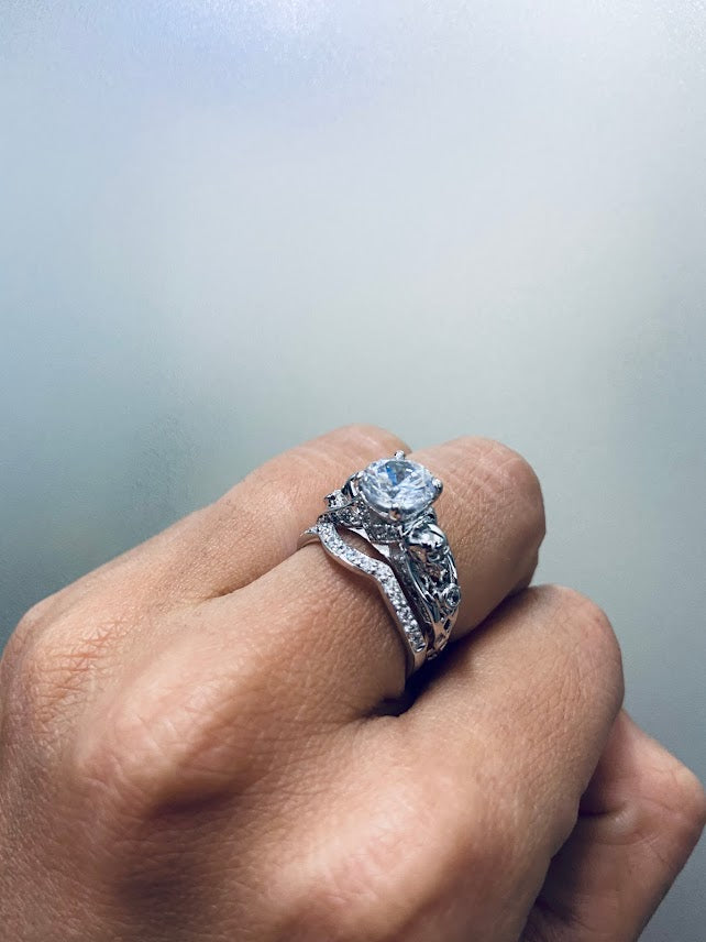 MESH SKULL ENGAGEMENT RING SET