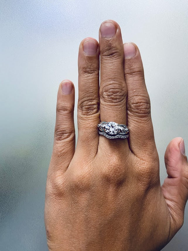 MESH SKULL ENGAGEMENT RING SET