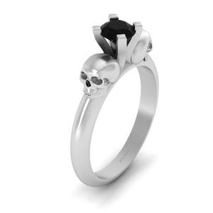 1CT Onyx Skull Wedding Ring Two Face Skull Ring White Gold