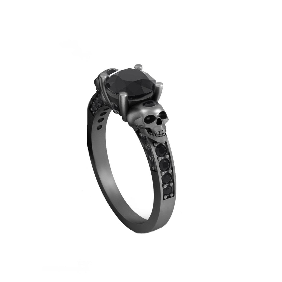 1.70TCW Onyx Skull Engagement Ring