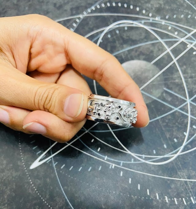 Skull Wedding Band Mens Nautical Anchor Pirate Skull Band White Gold