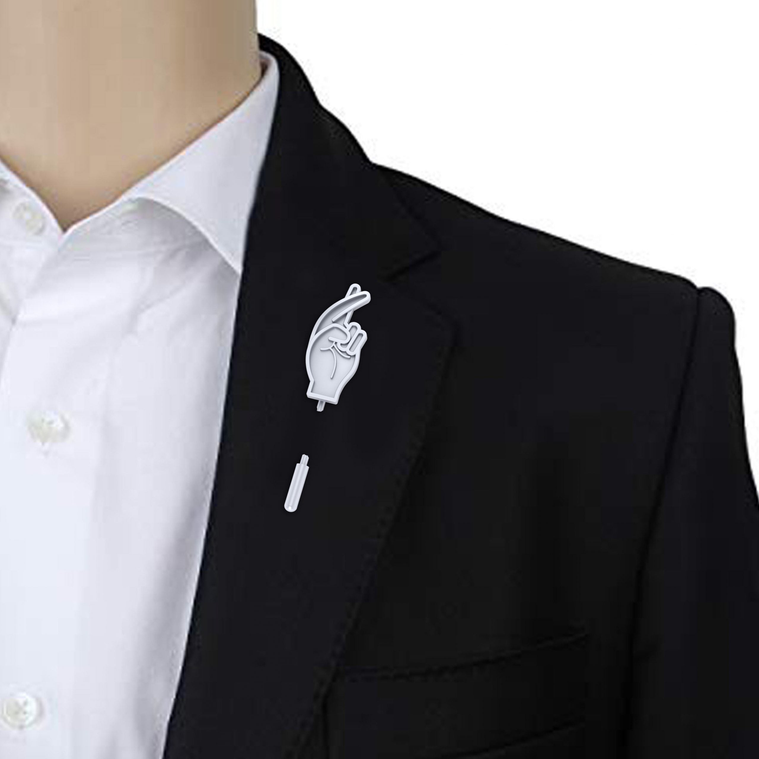 FINGERS CROSSED LAPEL PIN