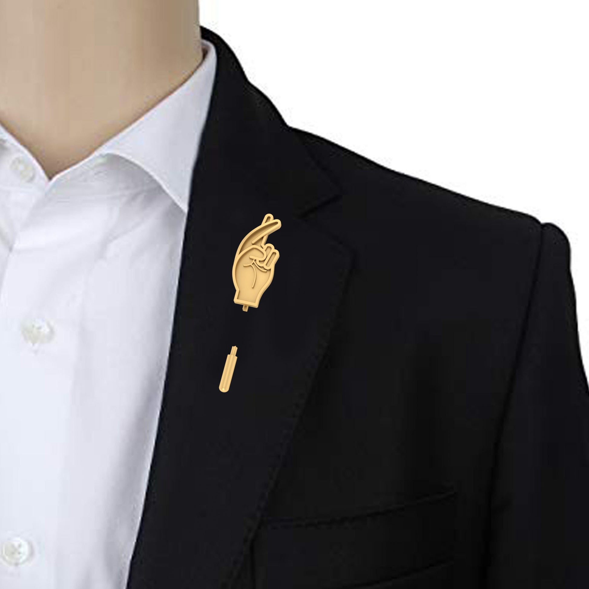 FINGERS CROSSED LAPEL PIN