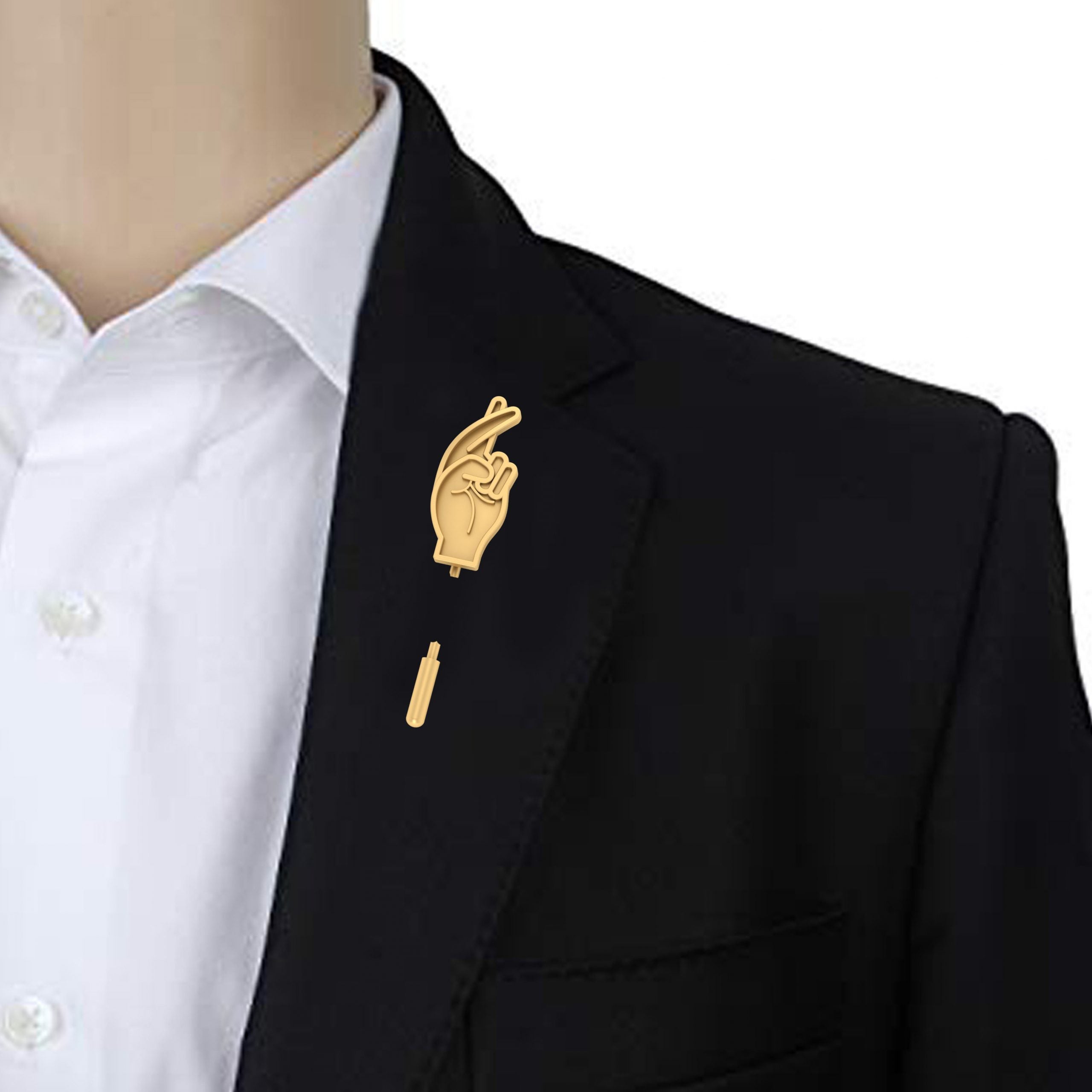 FINGERS CROSSED LAPEL PIN