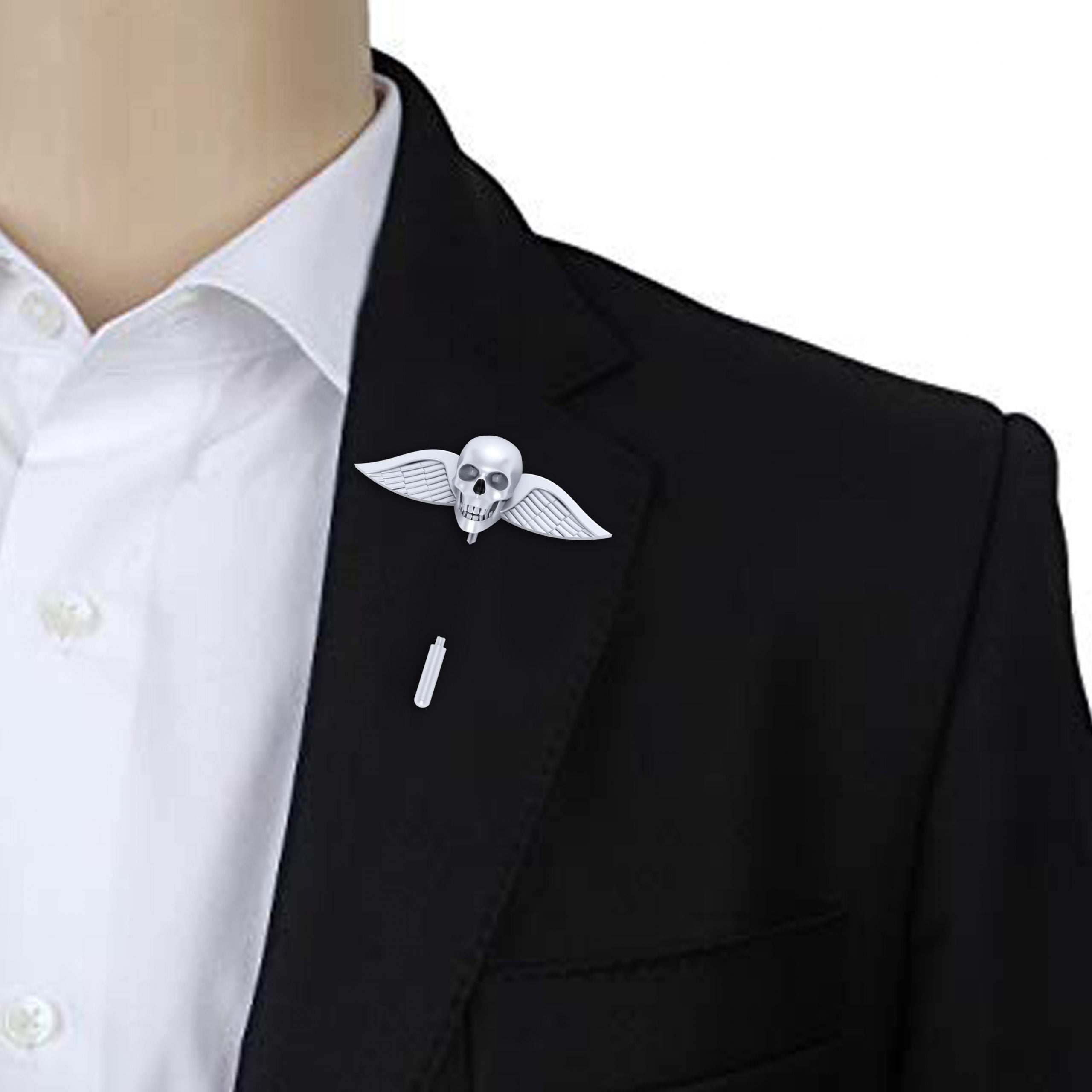 WINGED SKULL LAPEL PIN