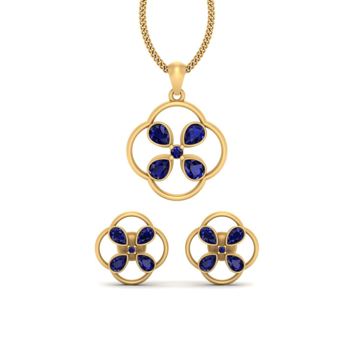 GOLD PENDANT EARRINGS SET