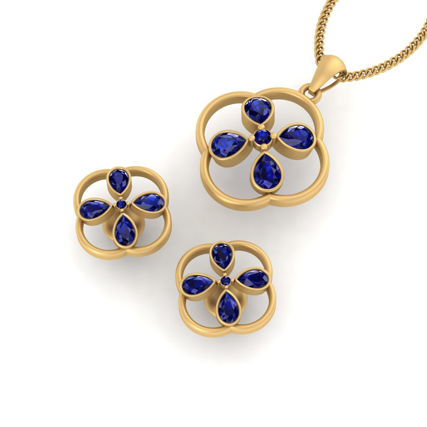 GOLD PENDANT EARRINGS SET