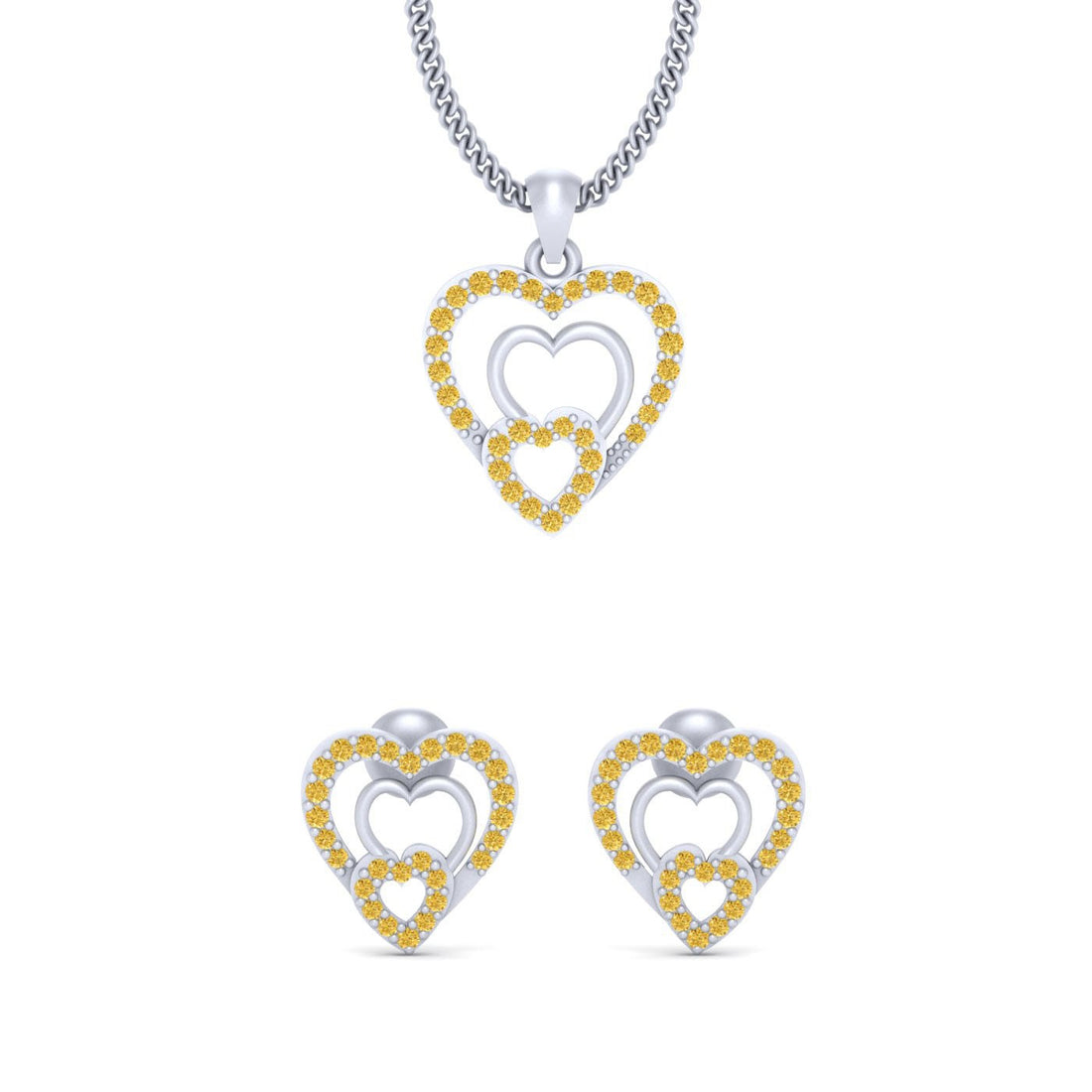 SILVER HEART PENDANT SET