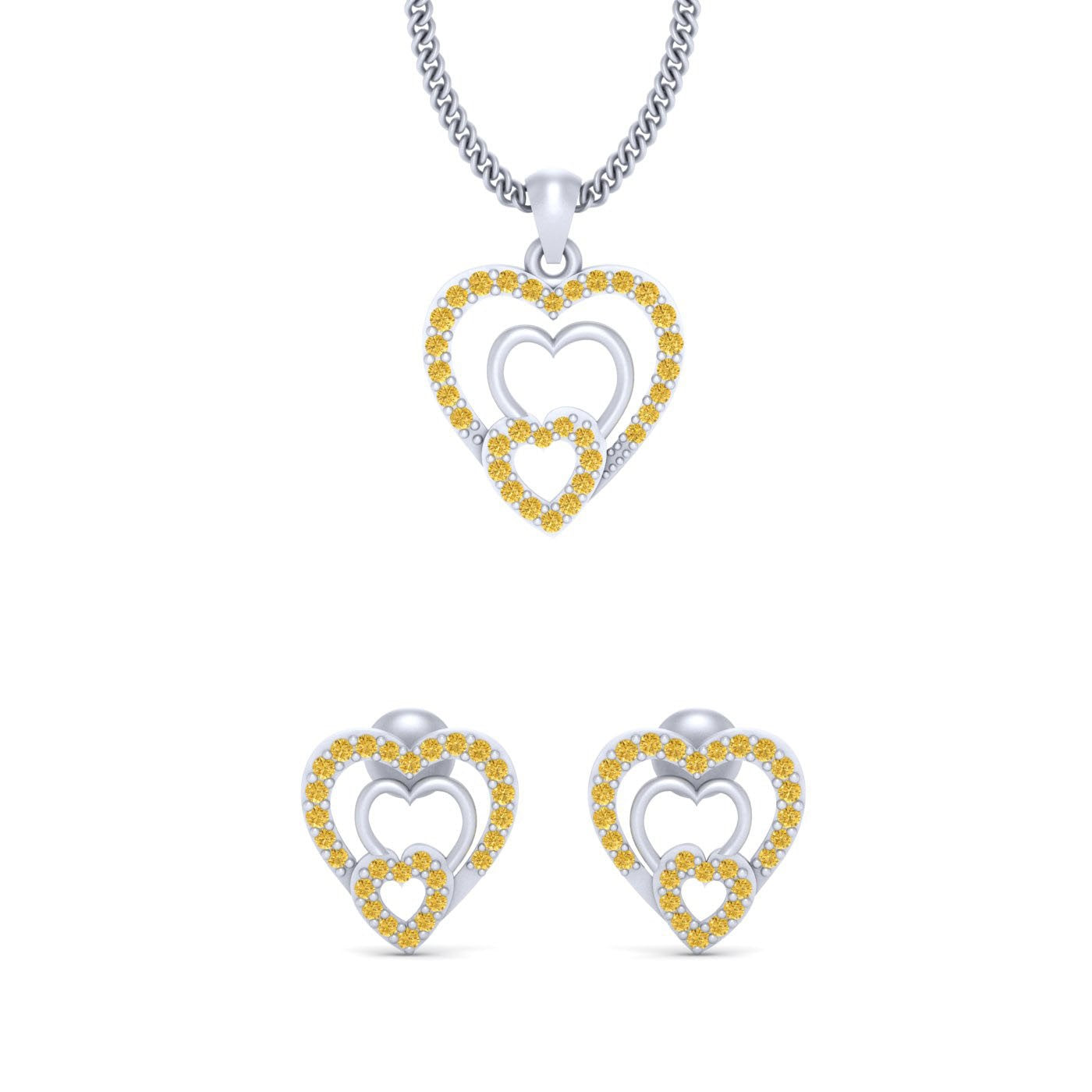 SILVER HEART PENDANT SET
