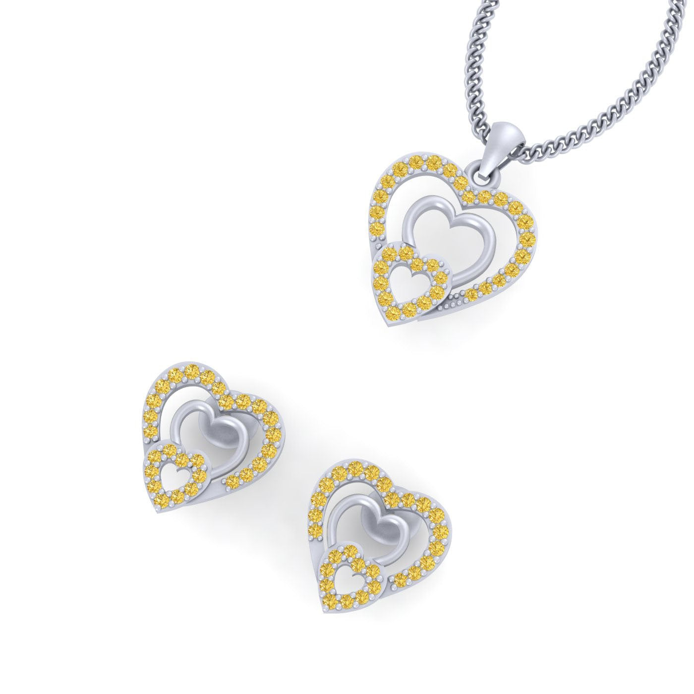 SILVER HEART PENDANT SET