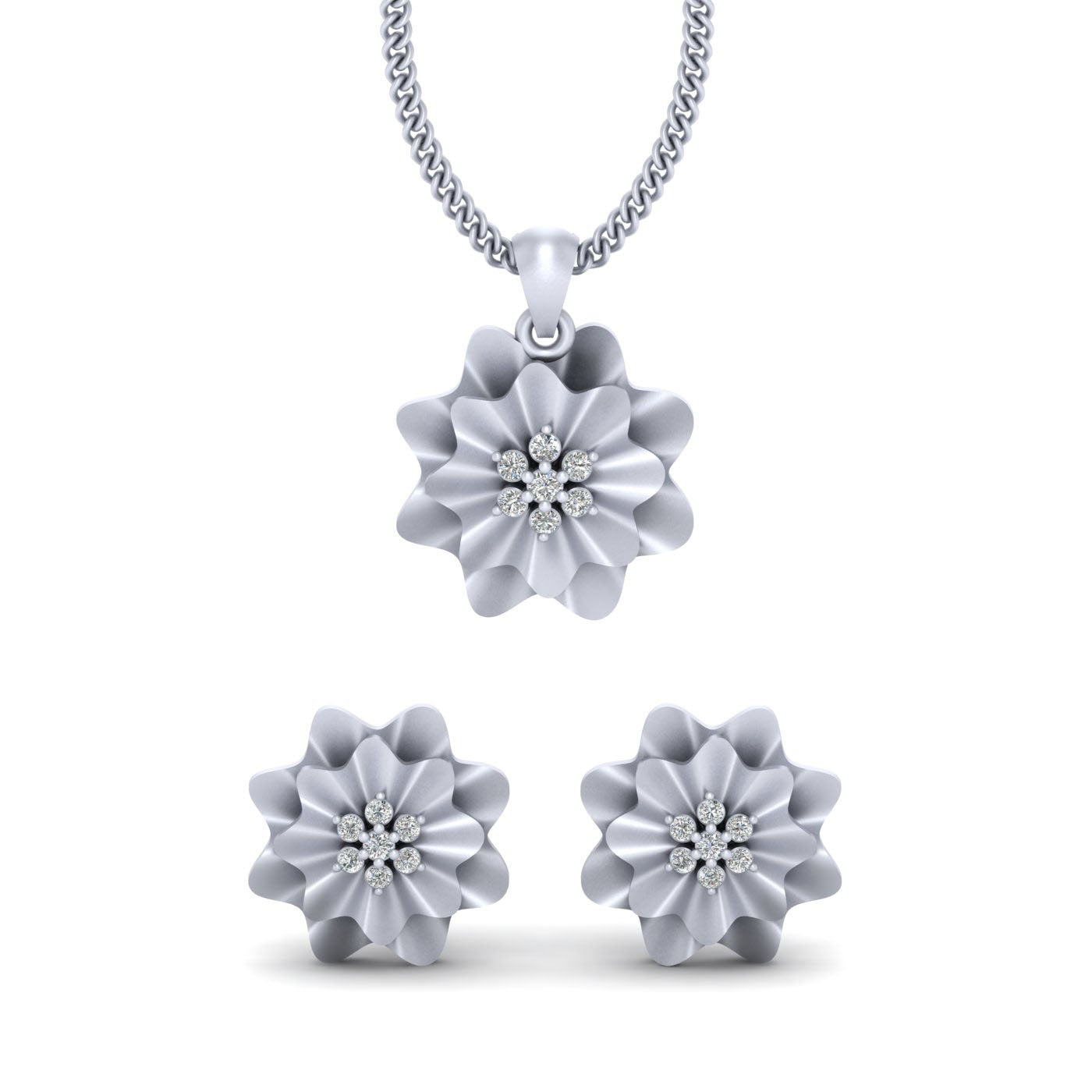 WAVY PENDANT EARRINGS SET