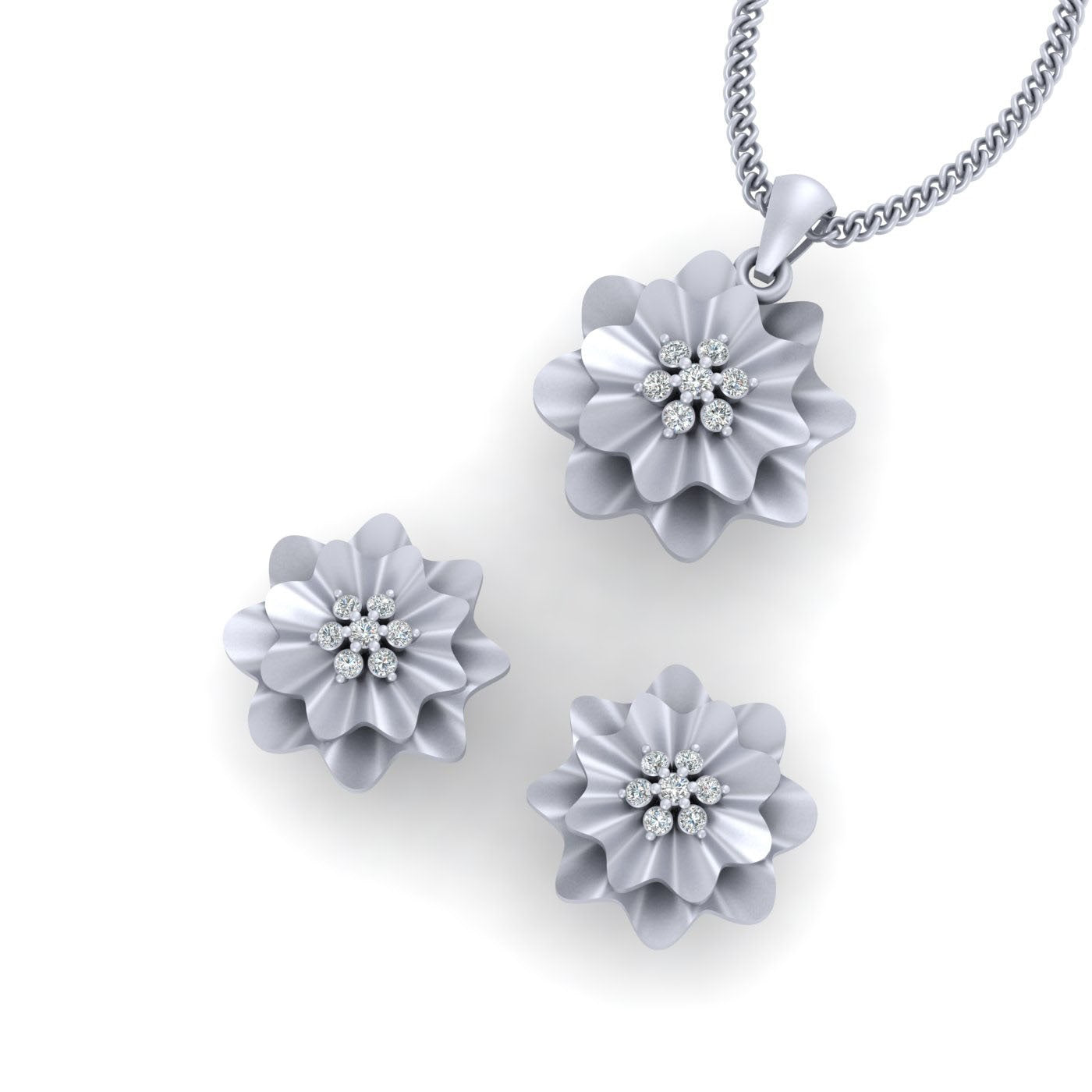 WAVY PENDANT EARRINGS SET