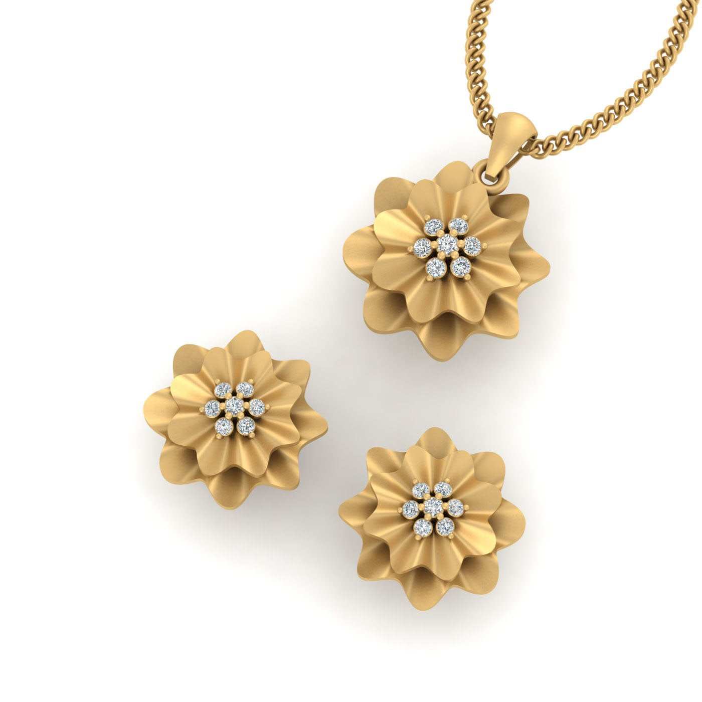 WAVY PENDANT EARRINGS SET