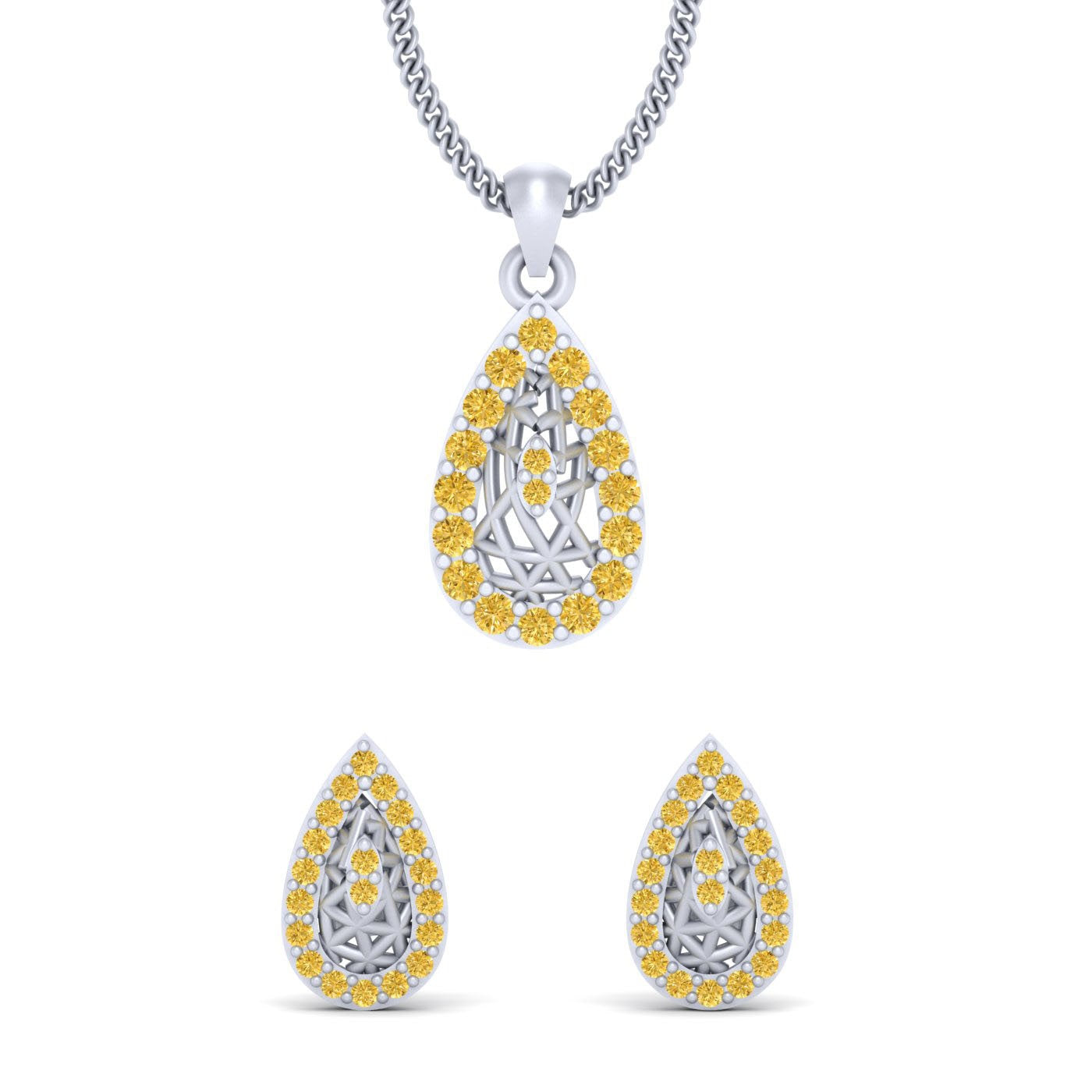 SILVER MESH PENDANT EARRINGS SET