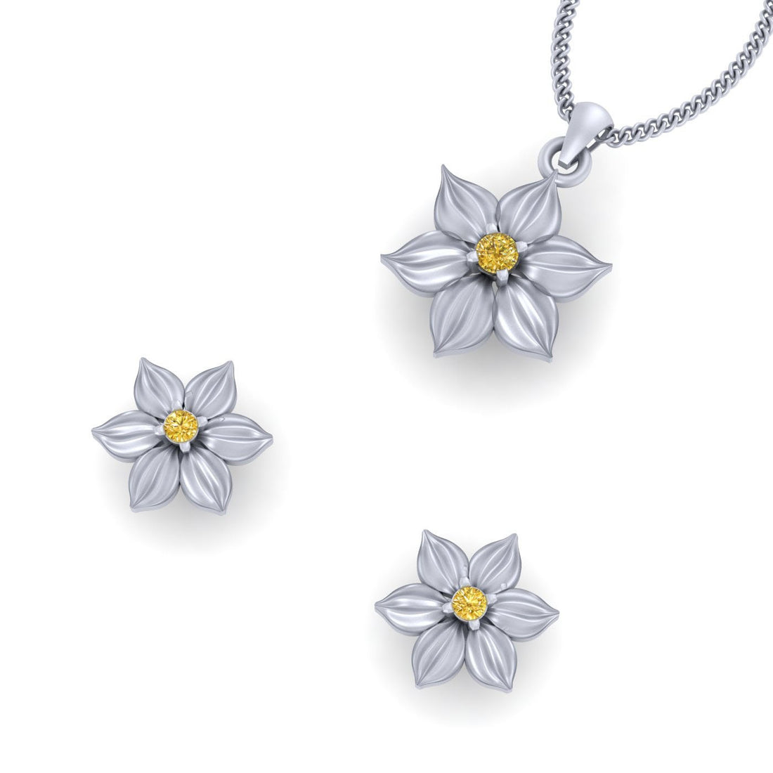 FLOWER LOCKET EARRINGS SET