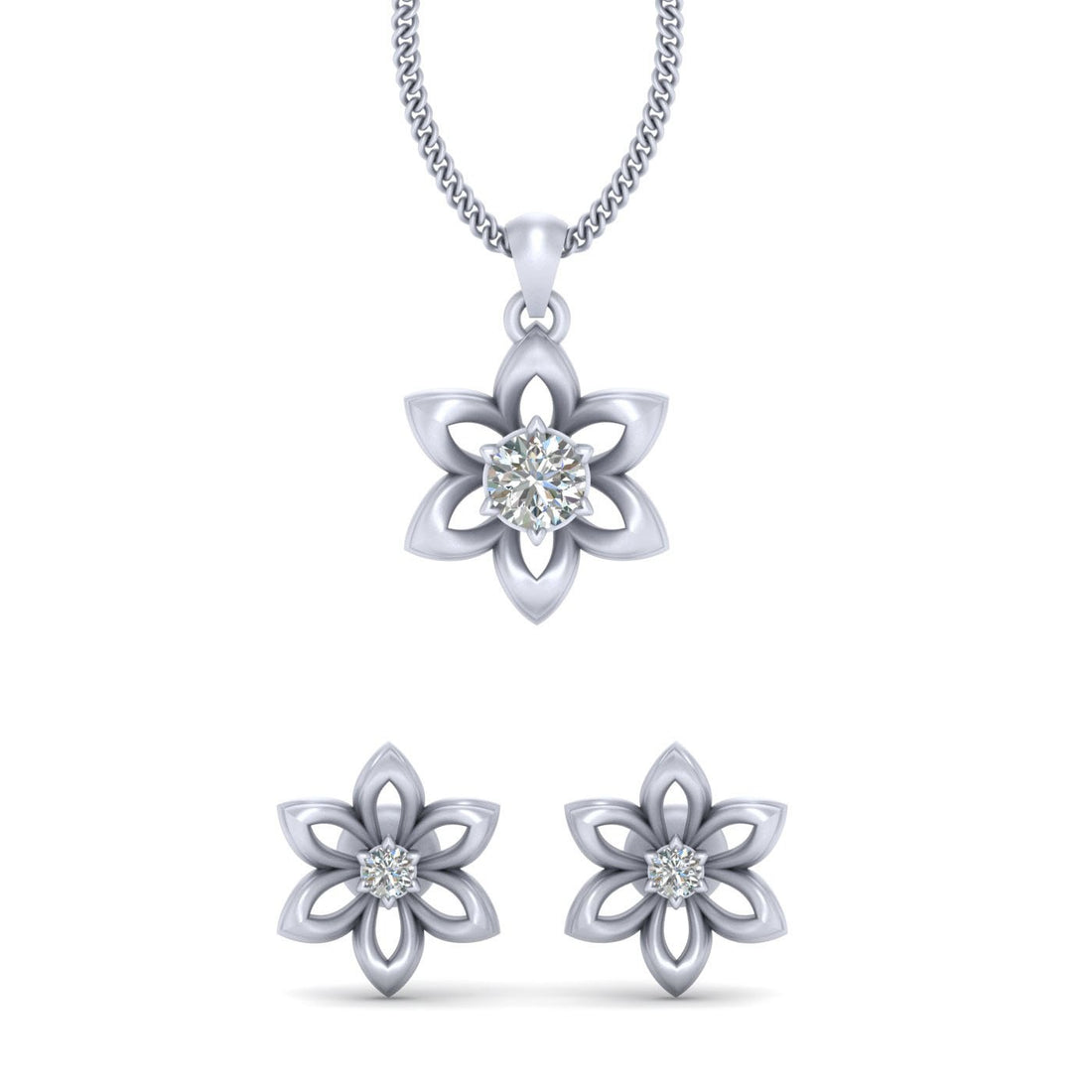 DIAMOND FLOWER PENDANT SET