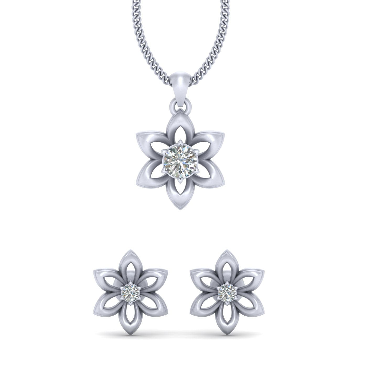DIAMOND FLOWER PENDANT SET