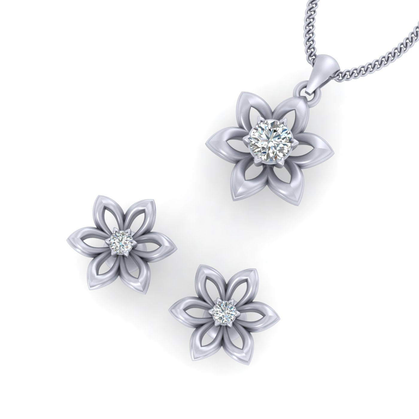 DIAMOND FLOWER PENDANT SET