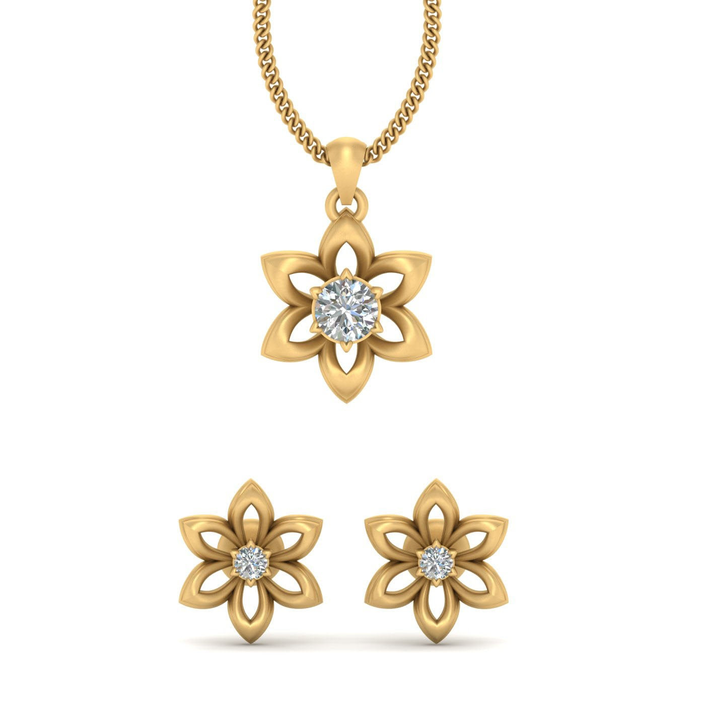 DIAMOND FLOWER PENDANT SET