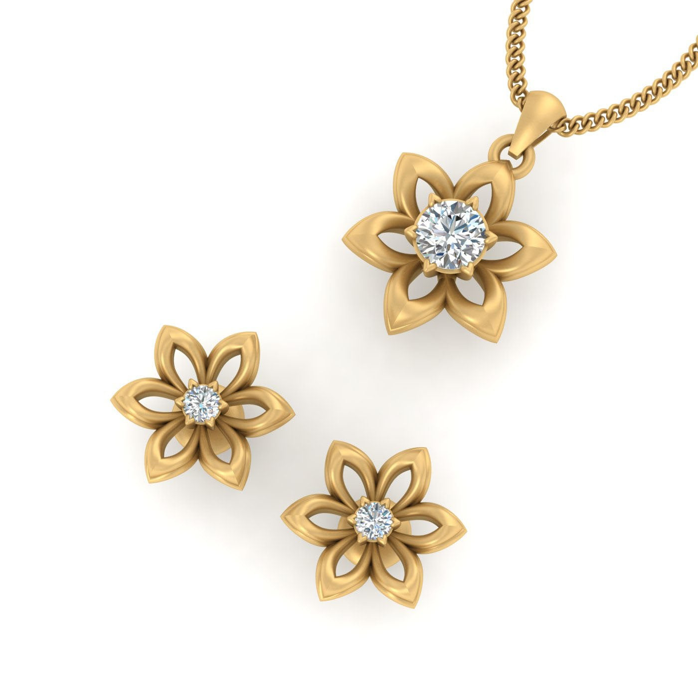 DIAMOND FLOWER PENDANT SET