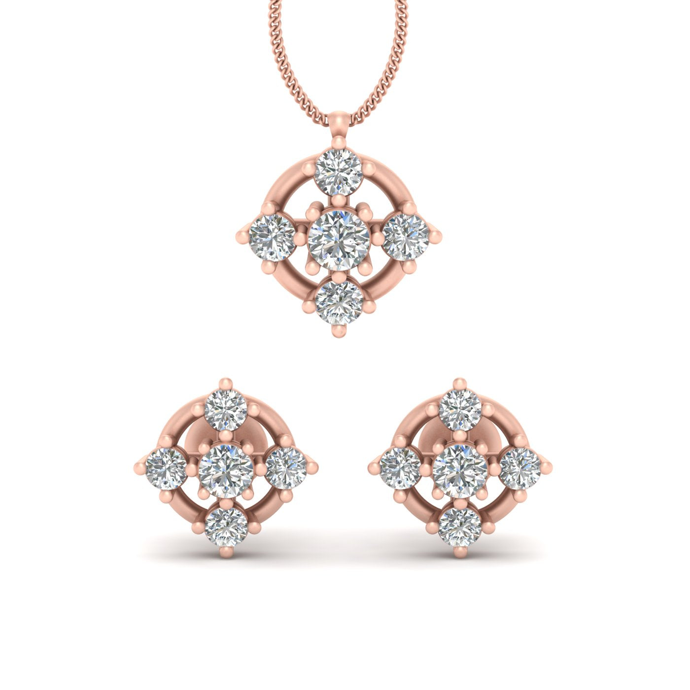 5 STONE PENDANT EARRINGS SET