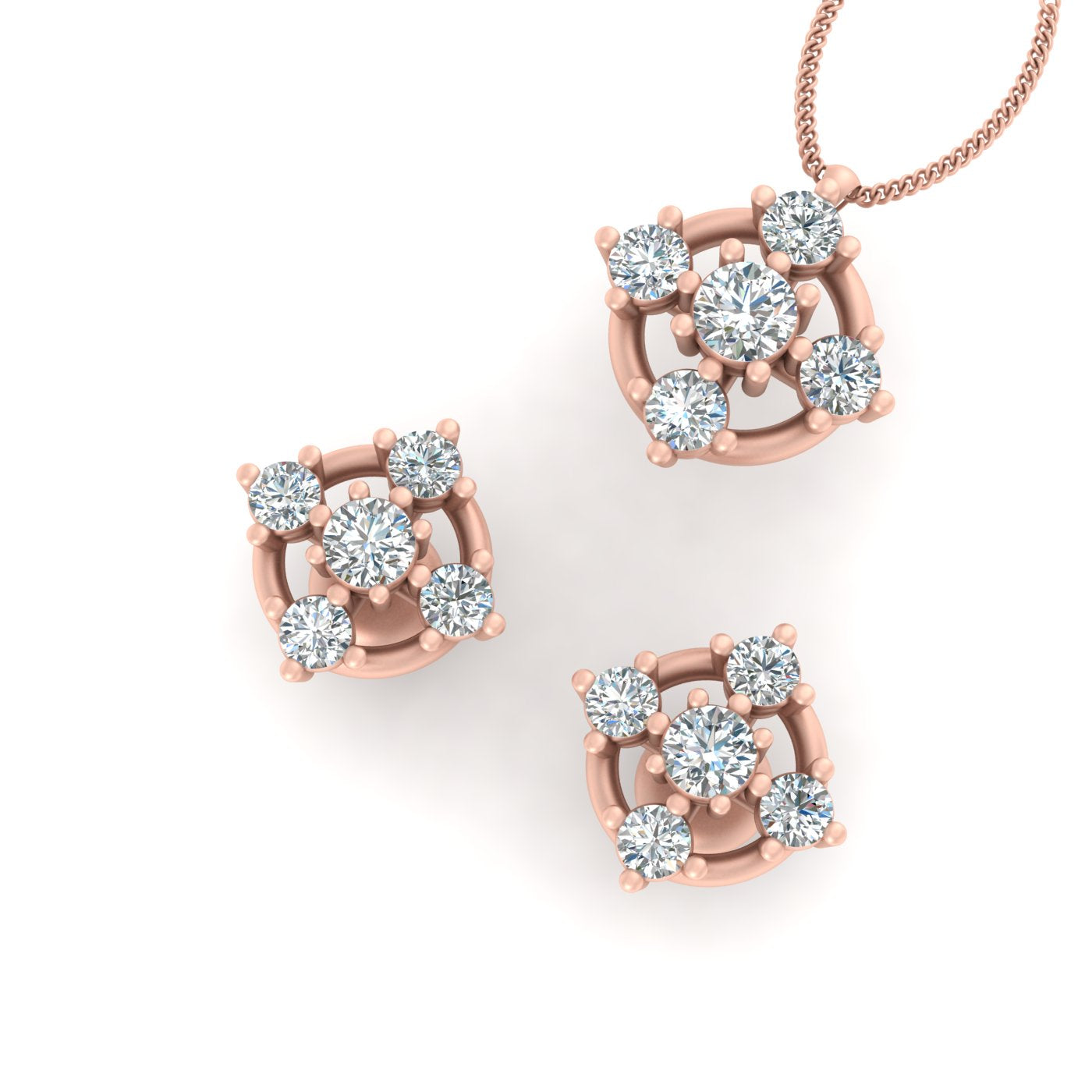 5 STONE PENDANT EARRINGS SET