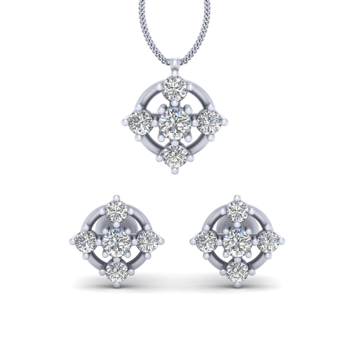 5 STONE PENDANT EARRINGS SET
