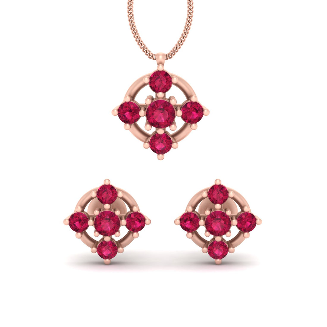 RUBY WEDDING PENDANT EARRINGS SET