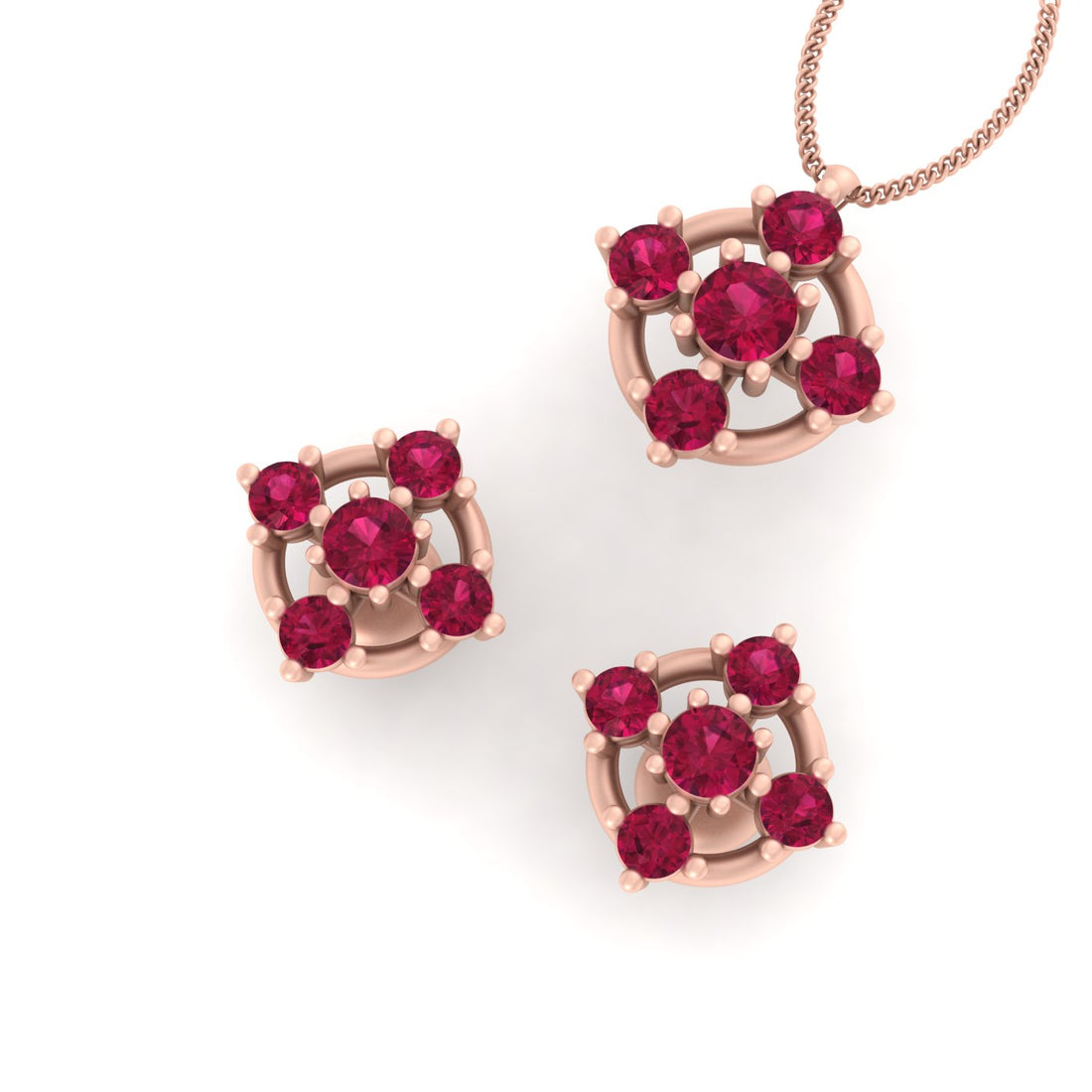 RUBY WEDDING PENDANT EARRINGS SET