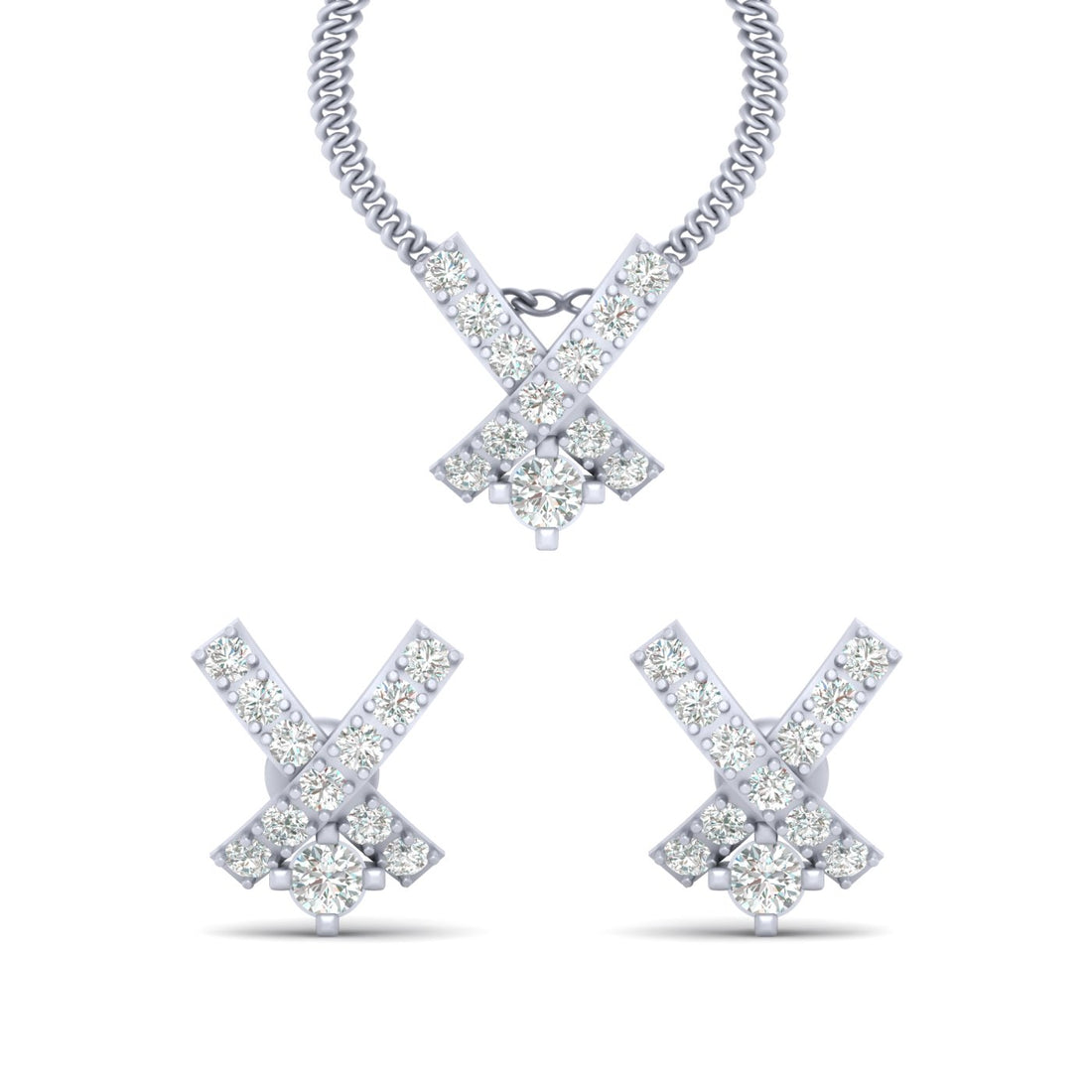 DIAMOND X PENDANT EARRINGS SET