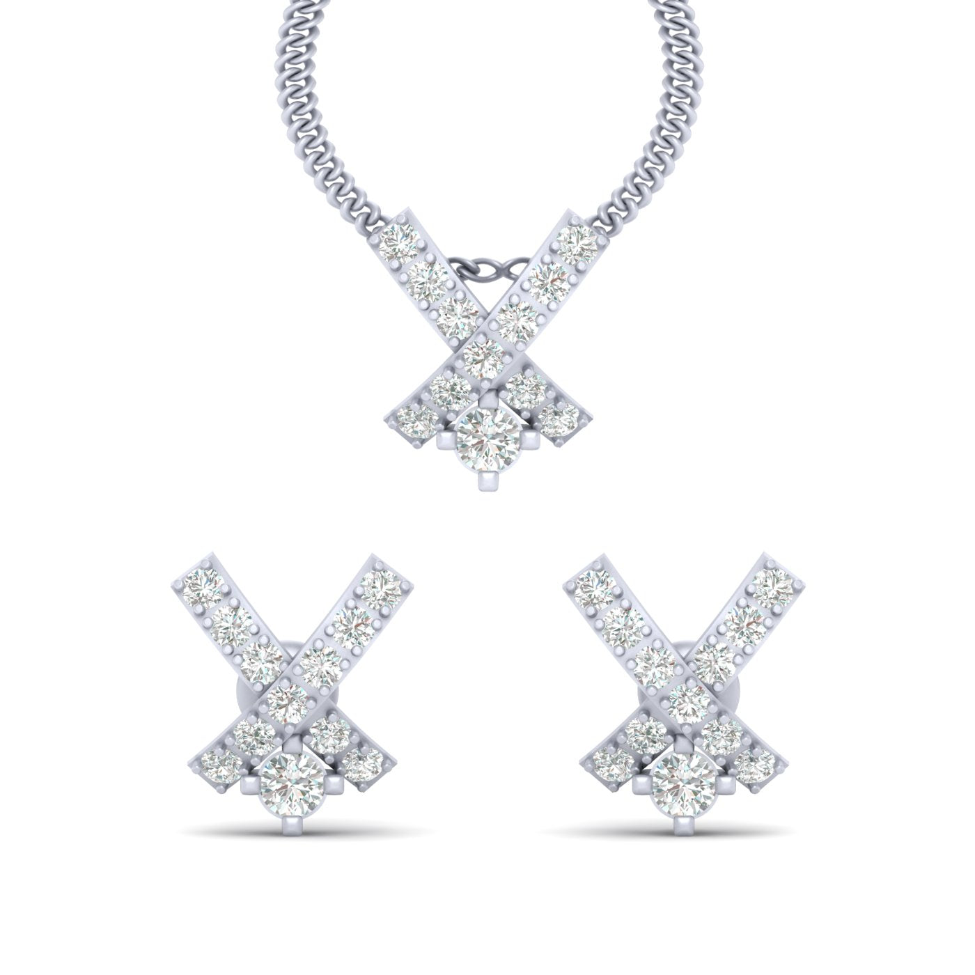 DIAMOND X PENDANT EARRINGS SET
