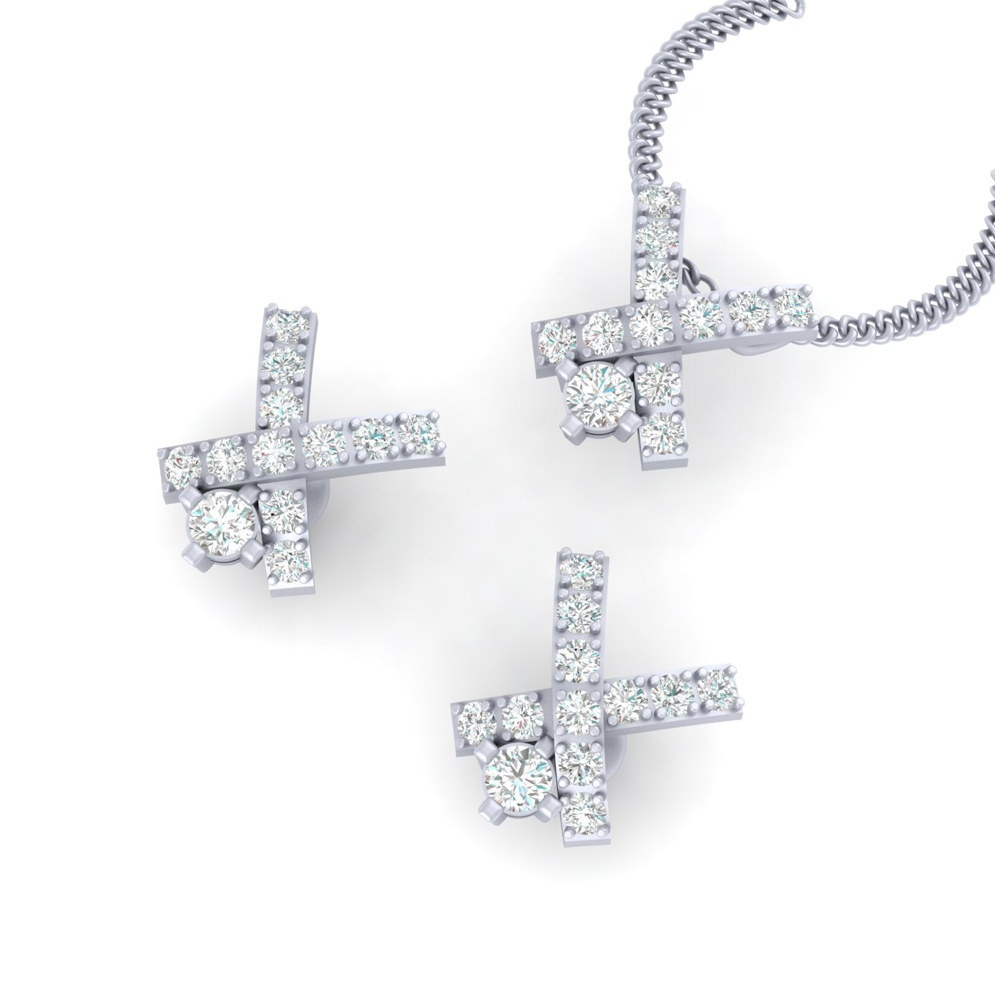 DIAMOND X PENDANT EARRINGS SET