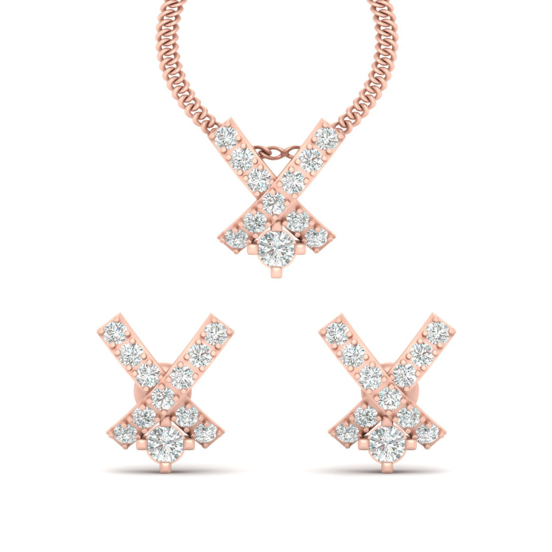 DIAMOND X PENDANT EARRINGS SET