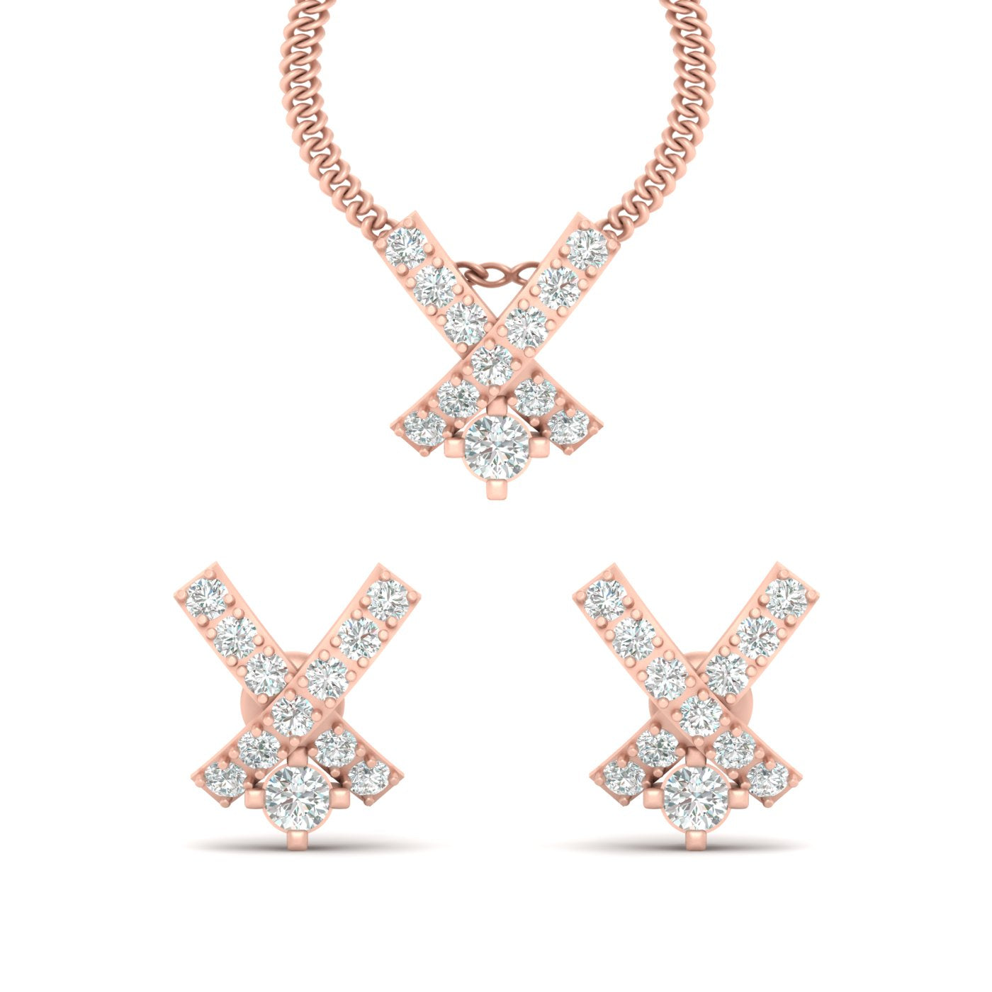 DIAMOND X PENDANT EARRINGS SET