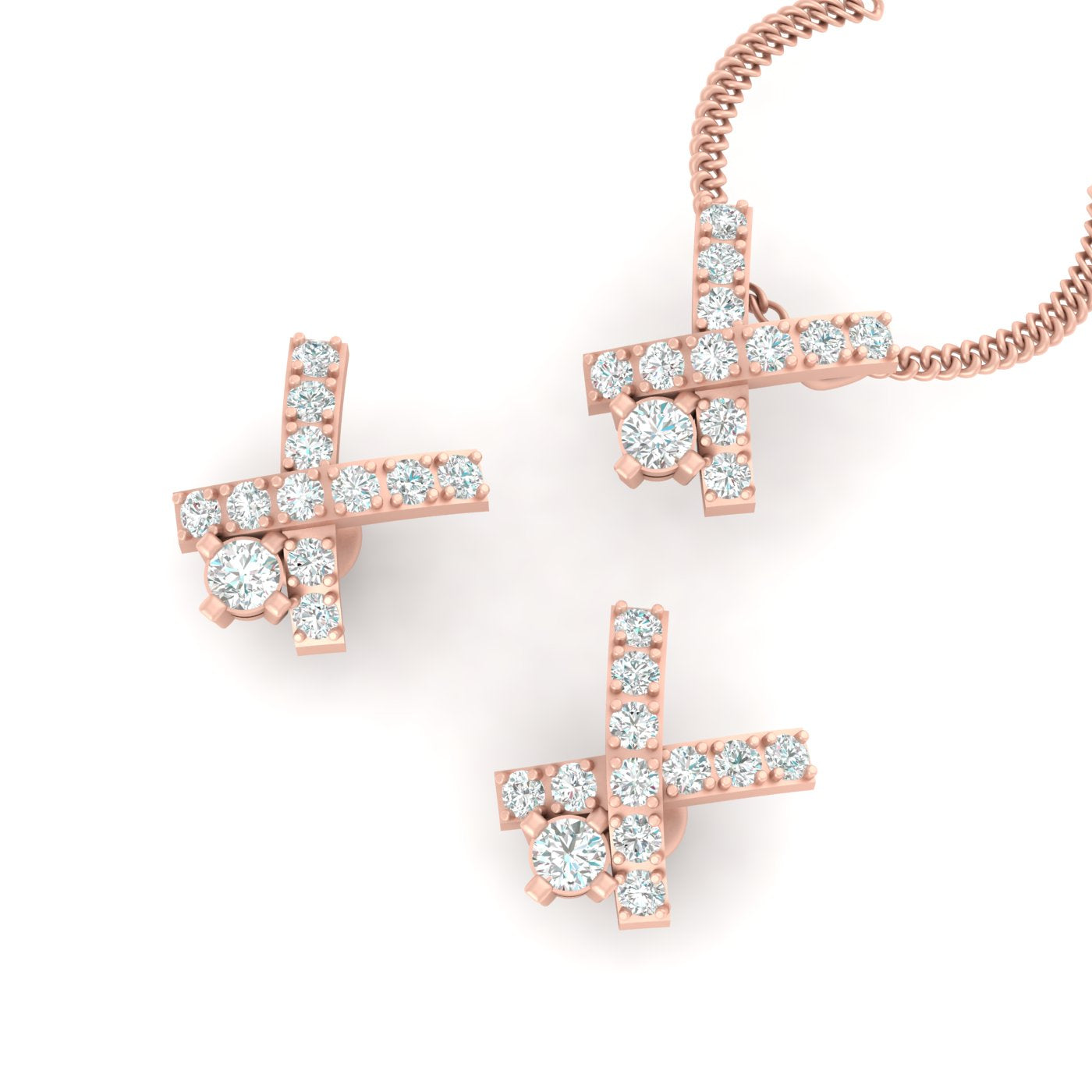 DIAMOND X PENDANT EARRINGS SET