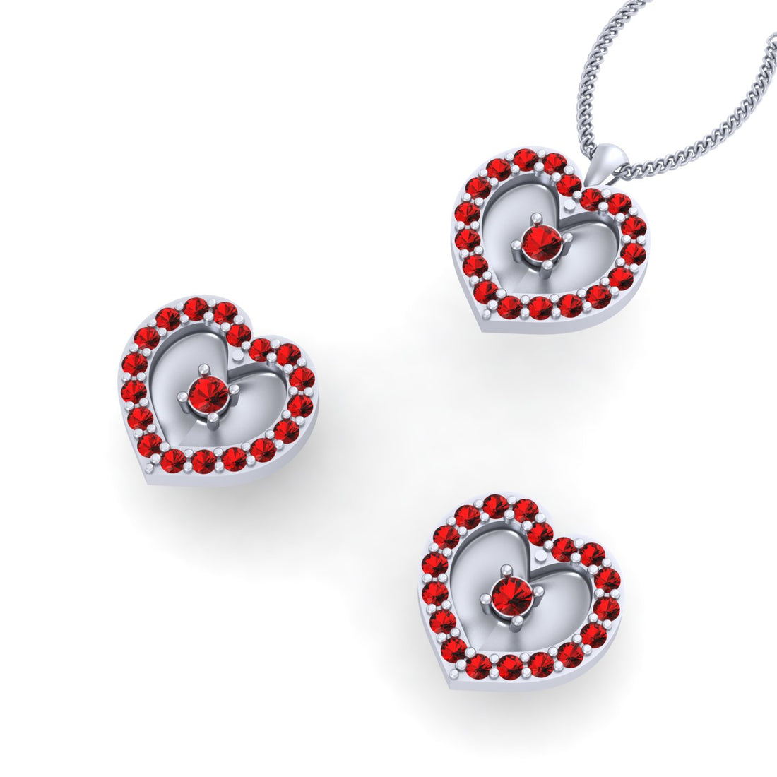 SILVER HEART PENDANT EARRINGS