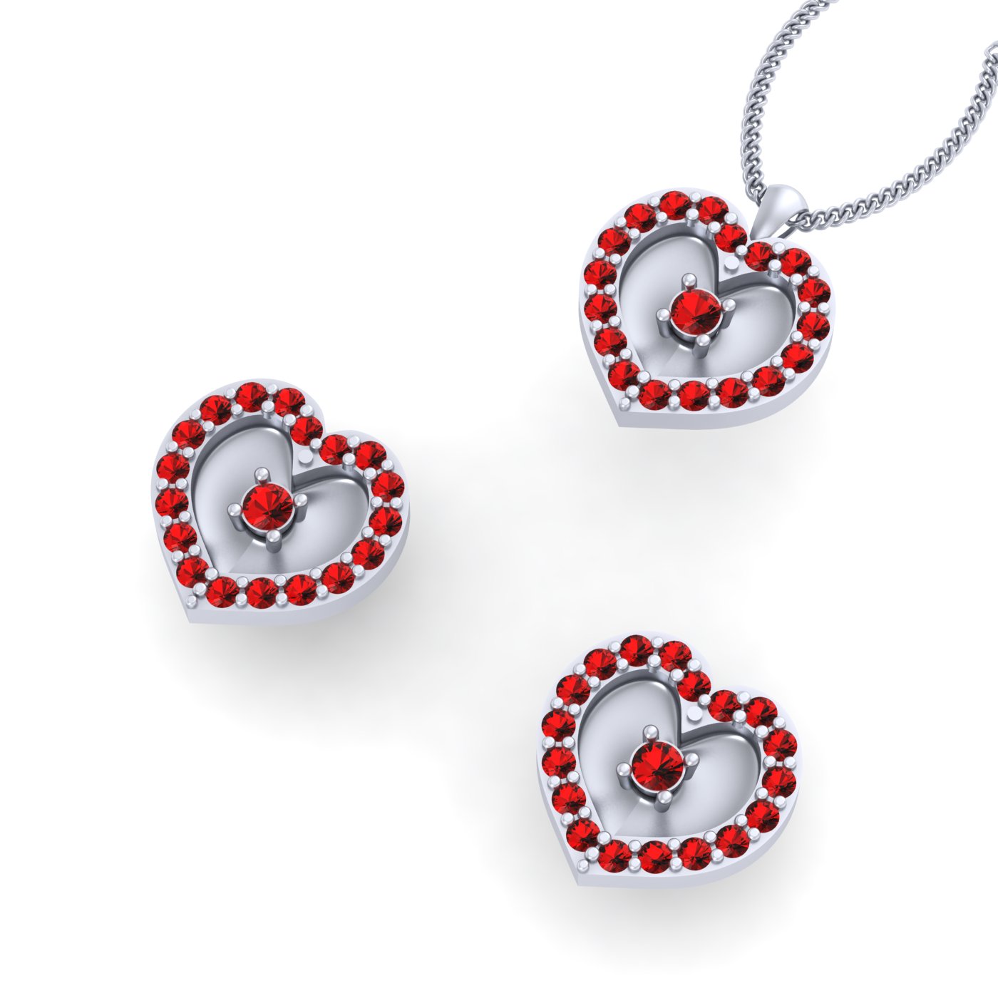 SILVER HEART PENDANT EARRINGS