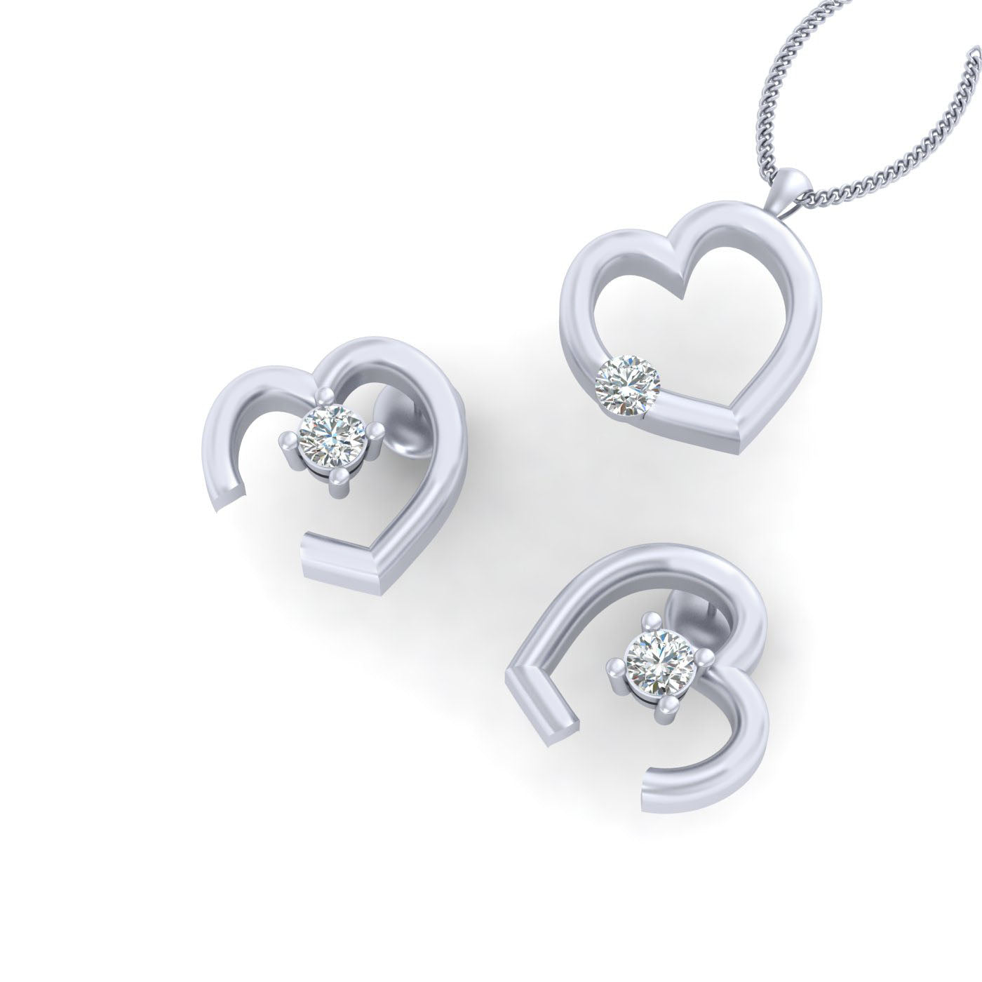 DIAMOND HEART PENDANT SET