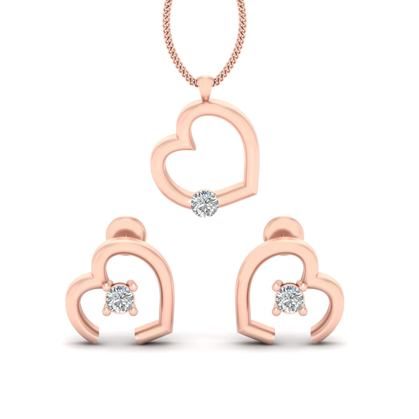 DIAMOND HEART PENDANT SET