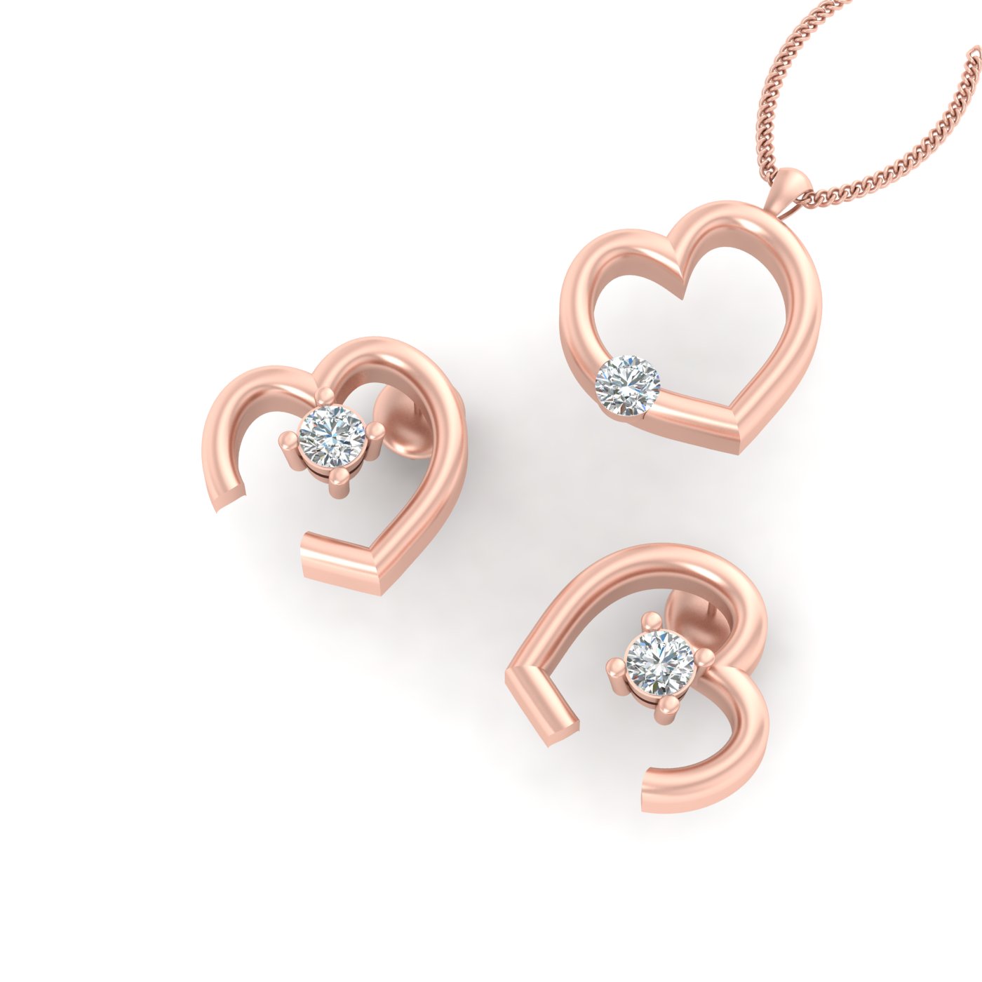 DIAMOND HEART PENDANT SET