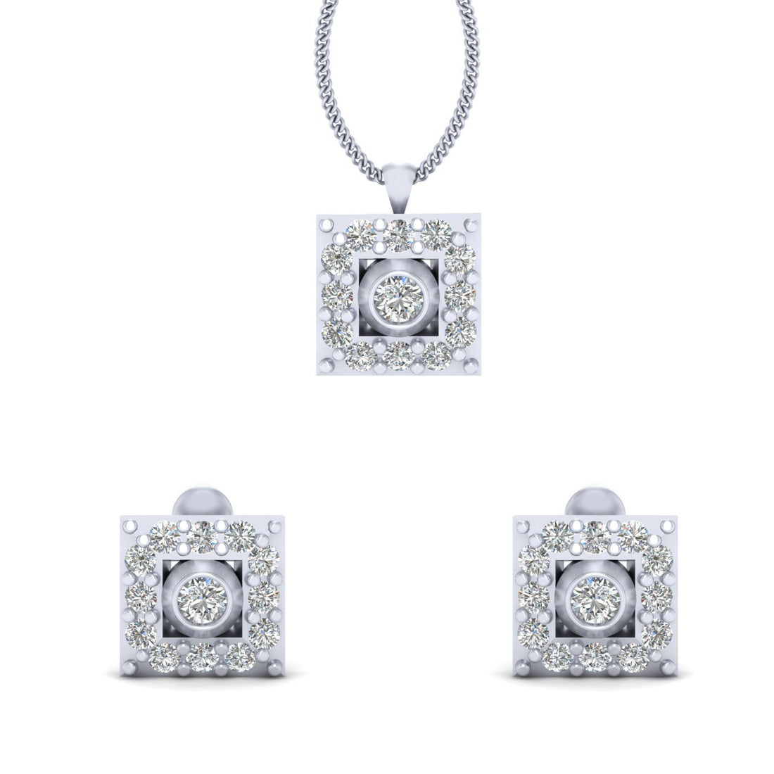 WHITE DIAMOND PENDANT SET