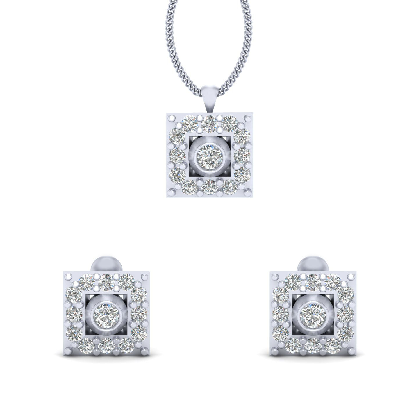 WHITE DIAMOND PENDANT SET